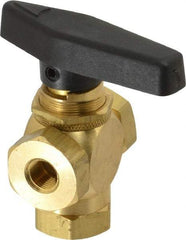 Specialty Mfr - 1/8" Pipe, Brass Standard Ball Valve - Three Way, FNPT x FNPT x FNPT Ends, Wedge Handle, 400 WOG - Apex Tool & Supply