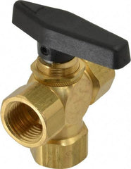 Specialty Mfr - 1/2" Pipe, Brass Standard Ball Valve - Three Way, FNPT x FNPT x FNPT Ends, Wedge Handle, 400 WOG - Apex Tool & Supply