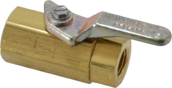 Specialty Mfr - 1/8" Pipe, Brass Standard Ball Valve - Inline - Two Way Flow, FNPT x FNPT Ends, Lever Handle, 500 WOG - Apex Tool & Supply