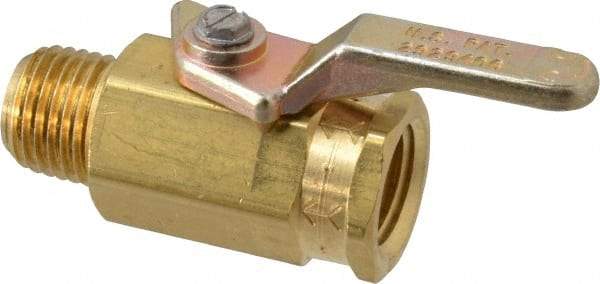 Specialty Mfr - 1/4" Pipe, Brass Standard Ball Valve - Inline - One Way Flow, MNPT x FNPT Ends, Lever Handle, 500 WOG - Apex Tool & Supply