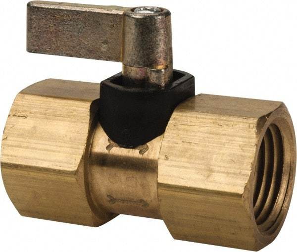 Specialty Mfr - 1/2" Pipe, Brass Standard Ball Valve - Inline - One Way Flow, FNPT x FNPT Ends, Lever Handle, 500 WOG - Apex Tool & Supply