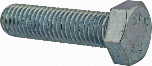 Value Collection - M12x1.75mm Metric Coarse, 45mm Length Under Head Hex Head Cap Screw - Fully Threaded, Grade 8.8 Steel, Zinc-Plated Finish, 19mm Hex - Apex Tool & Supply