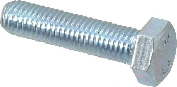 Value Collection - M12x1.75mm Metric Coarse, 50mm Length Under Head Hex Head Cap Screw - Fully Threaded, Grade 8.8 Steel, Zinc-Plated Finish, 19mm Hex - Apex Tool & Supply