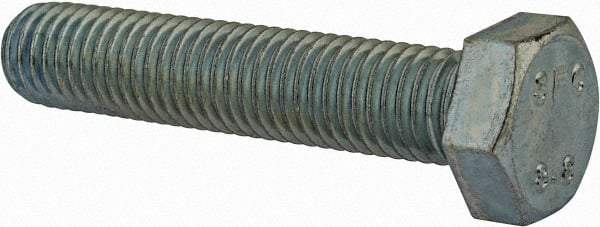 Value Collection - M12x1.75mm Metric Coarse, 60mm Length Under Head Hex Head Cap Screw - Fully Threaded, Grade 8.8 Steel, Zinc-Plated Finish, 19mm Hex - Apex Tool & Supply