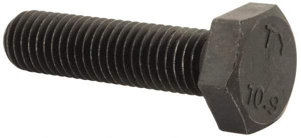 Value Collection - M10x1.50mm Metric Coarse, 40mm Length Under Head Hex Head Cap Screw - Fully Threaded, Grade 10.9 Steel, Uncoated, 17mm Hex - Apex Tool & Supply