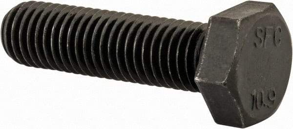 Value Collection - M12x1.75mm Metric Coarse, 45mm Length Under Head Hex Head Cap Screw - Fully Threaded, Grade 10.9 Steel, Uncoated, 19mm Hex - Apex Tool & Supply