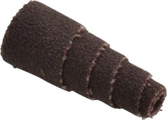 Merit Abrasives - 1" Long x 3/8" Diam, Aluminum Oxide, Full Taper Cartridge Roll - 120 Grit, 1/8" Pilot Hole Diam, Fine Grade - Apex Tool & Supply