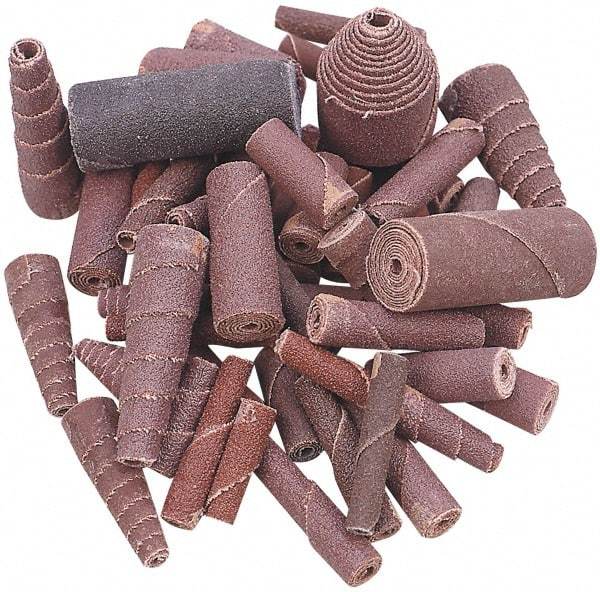 Merit Abrasives - 1-1/2" Long x 3/4" Diam, Aluminum Oxide, Full Taper Cartridge Roll - 80 Grit, 1/8" Pilot Hole Diam, Medium Grade - Apex Tool & Supply