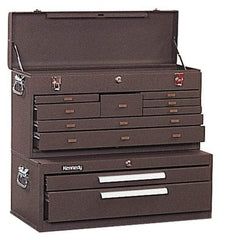 Kennedy - 10 Drawer, 2 Piece, Brown Steel Machinist's Combo - 12.56 Inches Deep 9-1/2 Inches High 26.62 Inches Wide Base - Apex Tool & Supply