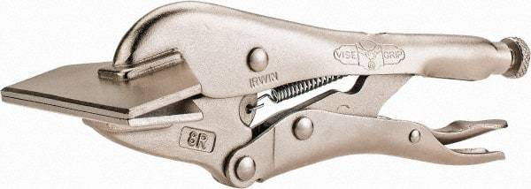 Irwin - 8" OAL Standard Jaw Sheet Metal Clamp Weld Locking Pliers - 3-1/8" Jaw Width, 1-3/4" Jaw Depth, 1-3/4" Jaw Opening - Apex Tool & Supply