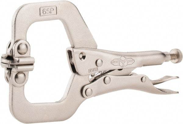 Irwin - 6" OAL C-Clamp Locking Pliers - 1-1/2" Jaw Depth, 2-1/8" Jaw Opening - Apex Tool & Supply