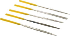Value Collection - 5 Piece Diamond Pattern File Set - 5-1/2" Long, Coarse Coarseness, Set Includes Flat, Round, Square, Three Square - Apex Tool & Supply