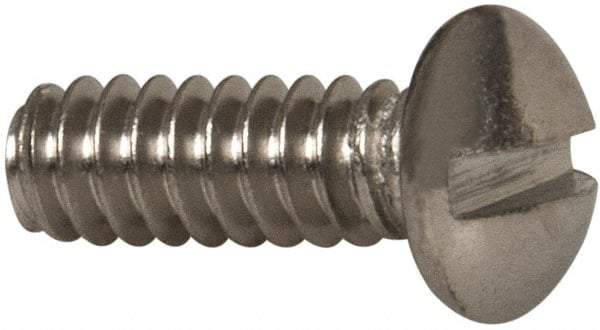 Value Collection - #6-32 UNC, 3/8" Length Under Head Slotted Drive Machine Screw - Round Head, Grade 316 Stainless Steel, Uncoated, Without Washer - Apex Tool & Supply