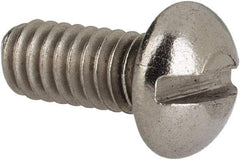 Value Collection - #8-32 UNC, 3/8" Length Under Head Slotted Drive Machine Screw - Round Head, Grade 316 Stainless Steel, Uncoated, Without Washer - Apex Tool & Supply