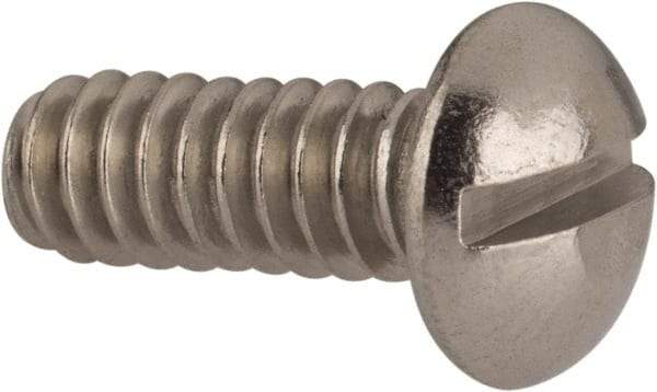 Value Collection - #10-24 UNC, 1/2" Length Under Head Slotted Drive Machine Screw - Round Head, Grade 316 Stainless Steel, Uncoated, Without Washer - Apex Tool & Supply