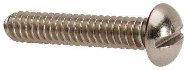 Value Collection - #10-24 UNC, 1" Length Under Head Slotted Drive Machine Screw - Round Head, Grade 316 Stainless Steel, Uncoated, Without Washer - Apex Tool & Supply