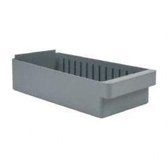 Quantum Storage - 28 Lb. Load Capacity, 17-5/8" Deep, Gray High-Impact Polystyrene Drawer Bin - 4-5/8" High x 8-3/8" Wide x 17-5/8" Long - Apex Tool & Supply