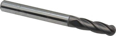 Niagara Cutter - 1/4" Diam, 3/4" LOC, 4 Flute Solid Carbide Ball End Mill - Diamond Finish, Single End, 2-1/2" OAL, 1/4" Shank Diam, Spiral Flute - Apex Tool & Supply