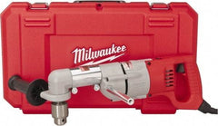 Milwaukee Tool - 1/2" Keyed Chuck, 500 RPM, D-Handle Electric Drill - 7 Amps, 120 Volts, Reversible, Includes 3/16" Socket Wrench, 9/16" Open End Wrench, RAD Assembly, Side Handle - Apex Tool & Supply