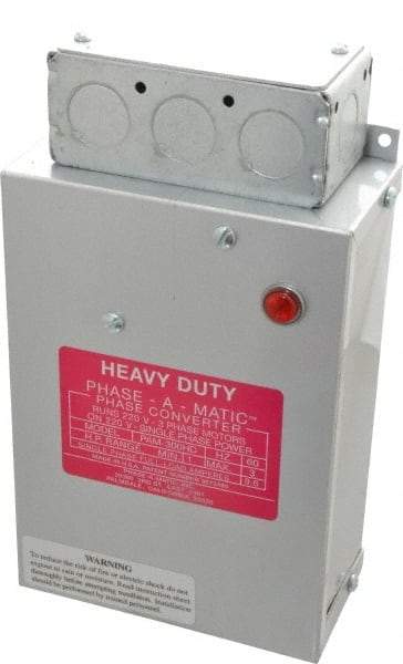 Made in USA - 1 to 3 hp Static Phase Converter - Apex Tool & Supply