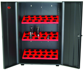 Wall Tree Locker - Holds 18 Pcs. HSK63A - Textured Black with Red Shelves - Apex Tool & Supply