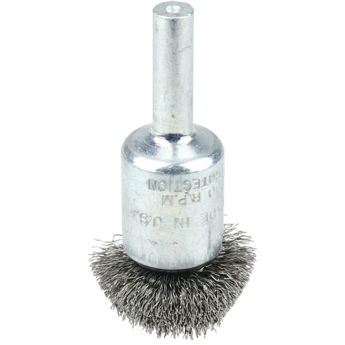 1″ Circular Flared Crimped Wire End Brush, .006″ Steel Fill - Apex Tool & Supply