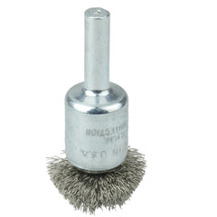 1″ Circular Flared Crimped Wire End Brush, .006″ Stainless Steel Fill - Apex Tool & Supply