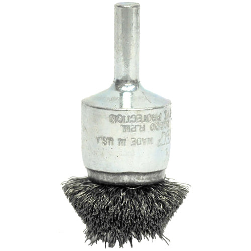 ‎1-1/2″ Circular Flared Crimped Wire End Brush, .008″ Stainless Steel Fill - Apex Tool & Supply