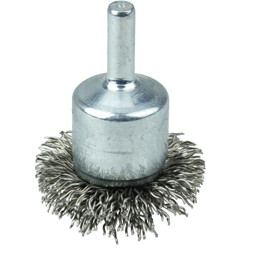 1-1/2″ Circular Flared Crimped Wire End Brush, .020″ Stainless Steel Fill - Apex Tool & Supply