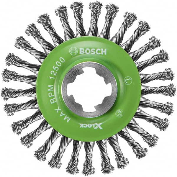 Bosch - 4-1/2" OD, 5/8" Arbor Hole, Knotted Stainless Steel Wheel Brush - Apex Tool & Supply