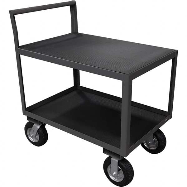 Instrument Utility Cart: Gray Gray, Pneumatic Casters, 2 Shelves