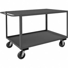 Heavy-Duty Service Utility Cart: Gray Gray, Phenolic Casters, 2 Shelves