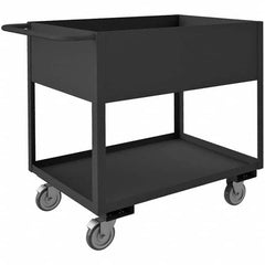 Heavy-Duty Service Utility Cart: Gray Gray, Polyolefin Casters, 3 Shelves