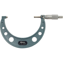 4″-5″ Measuring Range-0.0001″ Graduation - Ratchet Thimble - Carbide Face - Outside Micrometer - Apex Tool & Supply