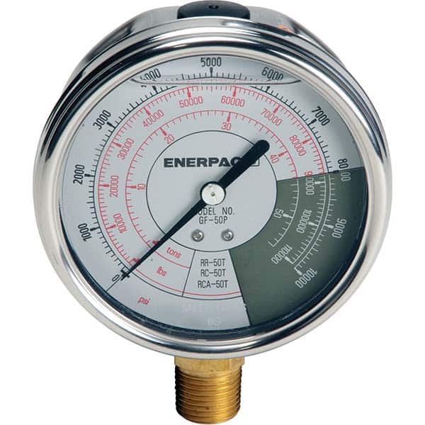 Enerpac - Hydraulic Pressure Gages & Adapters Type: Glycerine Filled Pressure Rating: 10000 - Apex Tool & Supply