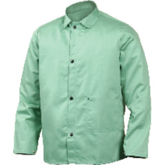 Medium - Green Flame Retardant 9 oz Cotton Jacket - Jackets are 30″ long - Apex Tool & Supply