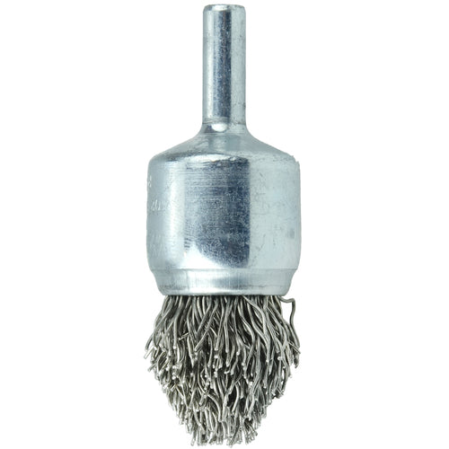 3/4″ Controlled Flare Crimped Wire End Brush, .020″ Stainless Steel Fill - Apex Tool & Supply