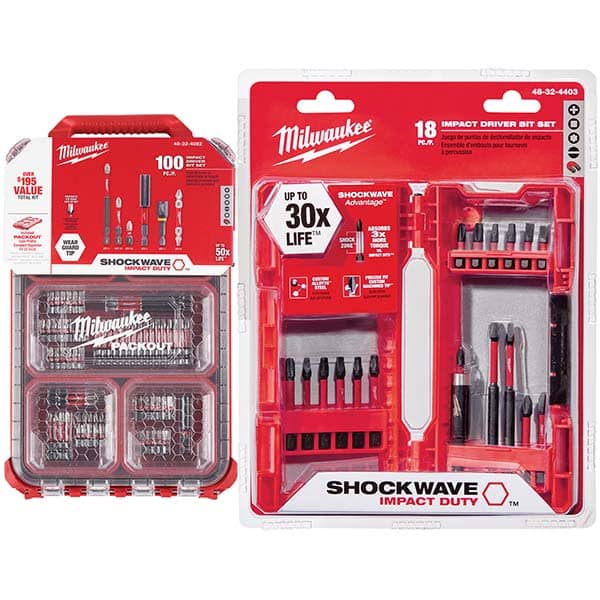 Milwaukee Tool - Power & Impact Screwdriver Bit Sets Point Type: Phillips; Slotted; Square; Torx Tool Type: Driver Bit - Apex Tool & Supply