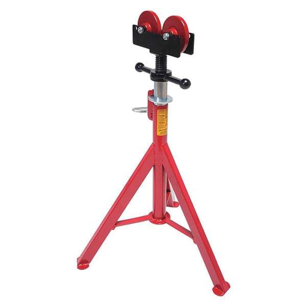 Rothenberger - 1/2" to 16" Pipe Capacity, Straight Pipe Stand with 2 Roller Head - 27" to 50" High, 2,500 Lb Capacity - Apex Tool & Supply