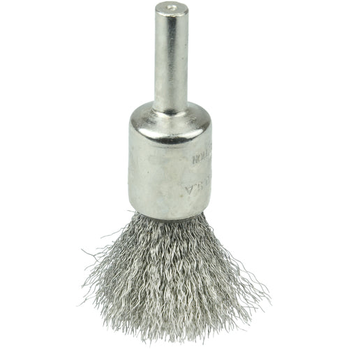 1/2″ Nickel-Plated Cup End Brush, .0104″ Stainless Steel Crimped Wire Fill - Apex Tool & Supply