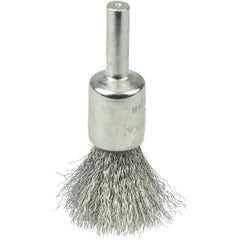 1/2″ Nickel-Plated Cup End Brush, .0104″ Stainless Steel Crimped Wire Fill - Apex Tool & Supply