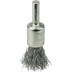 1/2″ Nickel-Plated Cup End Brush, .020″ Stainless Steel Crimped Wire Fill - Apex Tool & Supply
