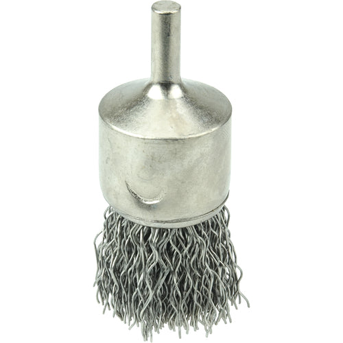 1″ Nickel-Plated Cup End Brush, .020″ Stainless Steel Crimped Wire Fill - Apex Tool & Supply