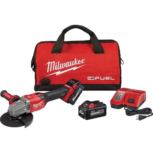 Milwaukee Tool - 4-1/2 - 6" Wheel Diam, 9,000 RPM, Cordless Angle & Disc Grinder - 5/8-11 Spindle, 18 Volts, 6 Amps, Side Exhaust - Apex Tool & Supply