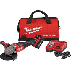 Milwaukee Tool - 4-1/2 - 6" Wheel Diam, 9,000 RPM, Cordless Angle & Disc Grinder - 5/8-11 Spindle, 18 Volts, 6 Amps, Side Exhaust - Apex Tool & Supply