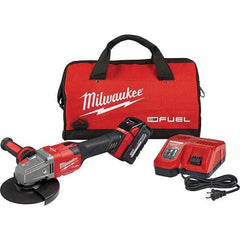 Milwaukee Tool - 4-1/2 - 6" Wheel Diam, 9,000 RPM, Cordless Angle & Disc Grinder - 5/8-11 Spindle, 18 Volts, 6 Amps, Side Exhaust - Apex Tool & Supply