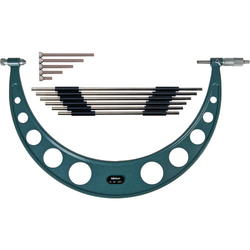 12″-18″ Measuring Range-0.001″ Graduation - Ratchet Thimble - Carbide Face - Interchangeable Anvil Micrometer - Apex Tool & Supply