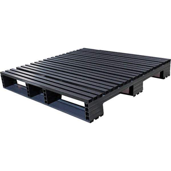 Custom Built Plastic Pallets - 45" Long x 45" & Wide x 6-1/2" High Plastic Pallet - 1,500 Lb Static Capacity, 500 Lb Dynamic Capacity, Black - Apex Tool & Supply