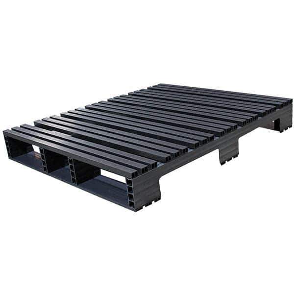 Custom Built Plastic Pallets - 48" Long x 42" & Wide x 6-1/2" High Plastic Pallet - 1,500 Lb Static Capacity, 500 Lb Dynamic Capacity, Black - Apex Tool & Supply