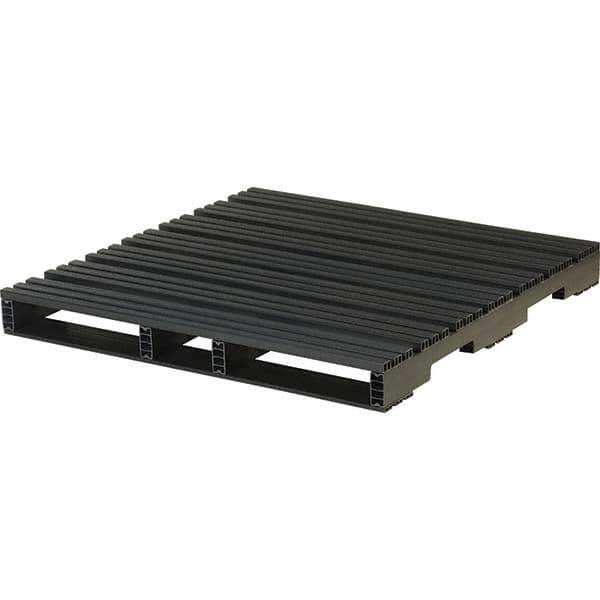 Custom Built Plastic Pallets - 48" Long x 48" & Wide x 5" High Plastic Pallet - 6,600 Lb Static Capacity, 1,000 Lb Dynamic Capacity, Black - Apex Tool & Supply